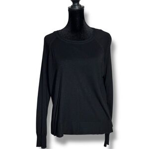 Zara Elegant Black Knit Long Sleeve Lightweight Loose Fit Sweater Top